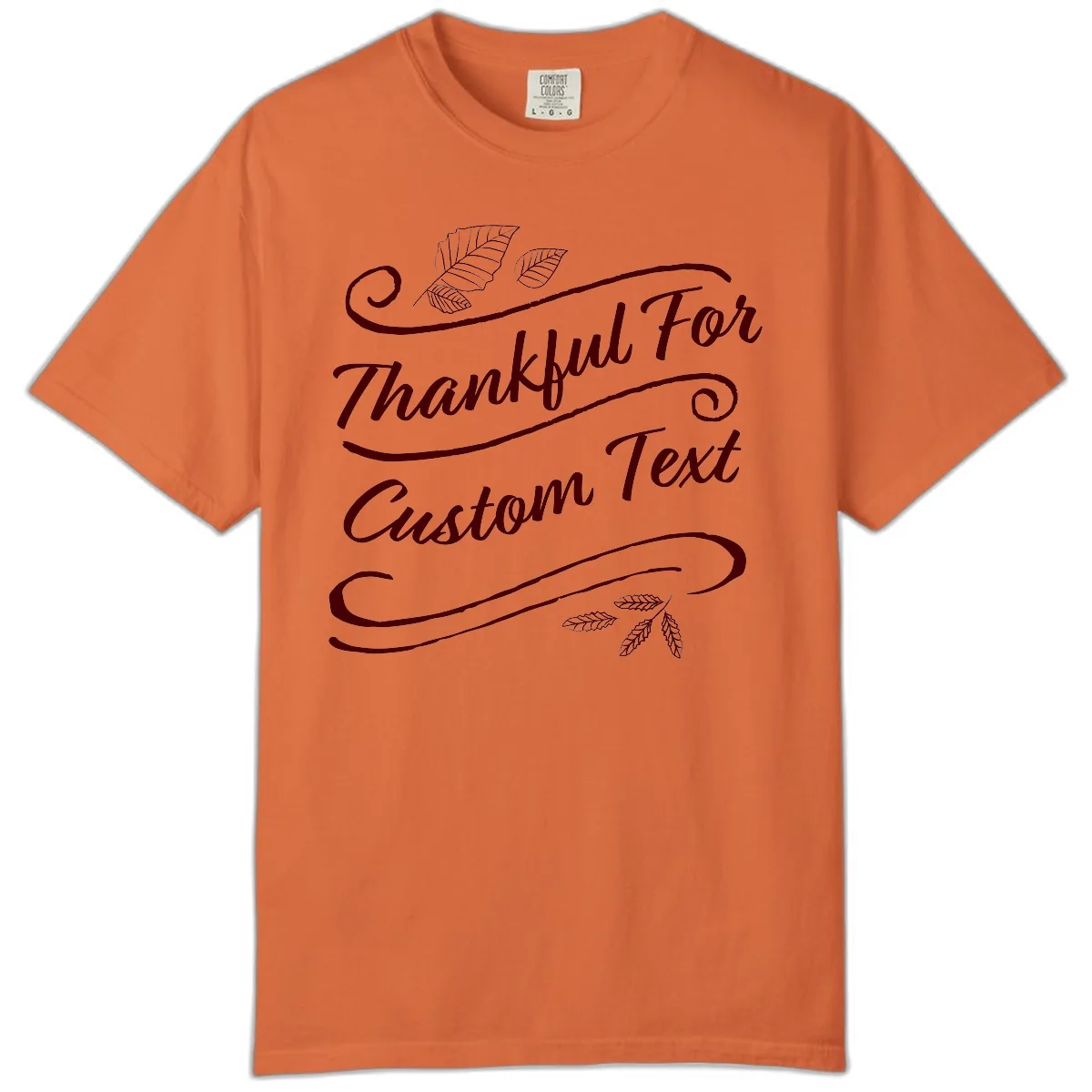 Custom Thanksgiving Family Text Design Comfort Color in Burnt Orange