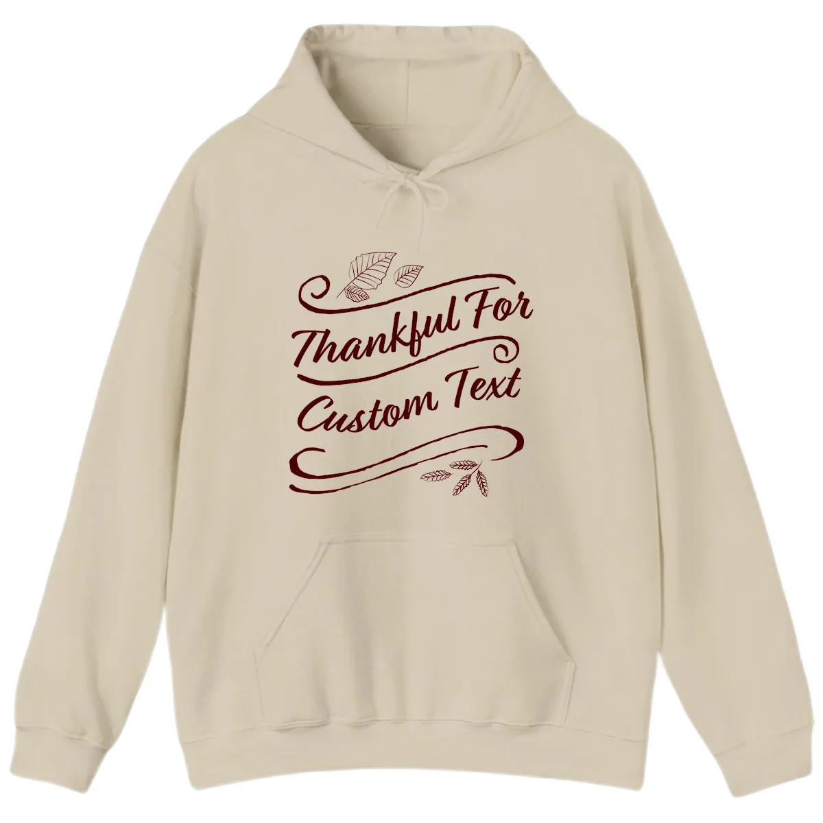 Custom Thanksgiving Family Text Design Hoodie in Sand