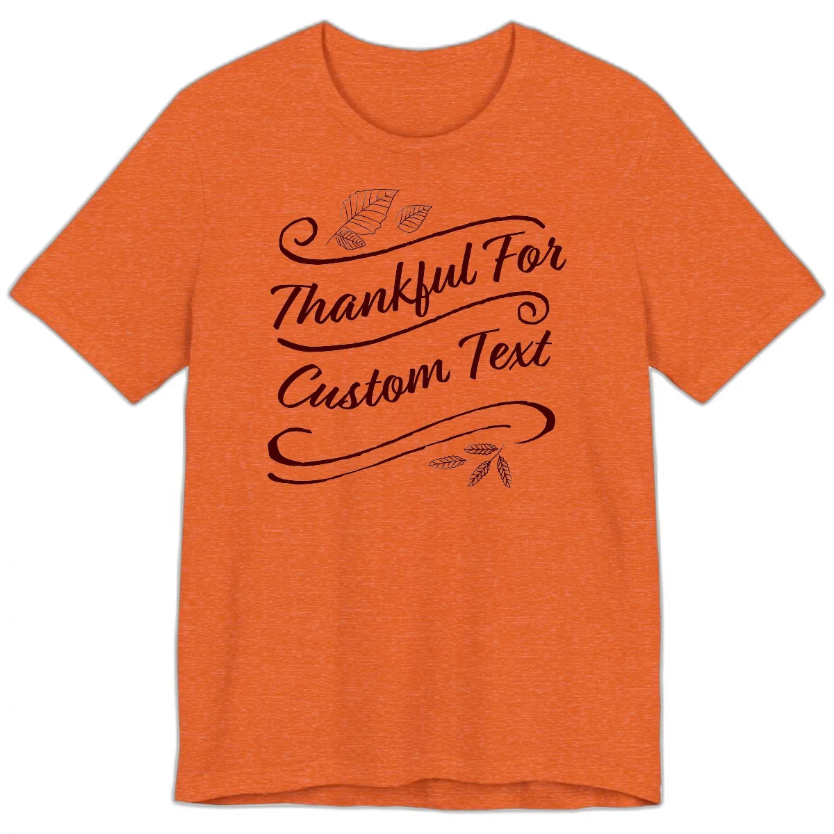 Custom Thanksgiving Family Text Design Premium T-Shirt in Heather Orange