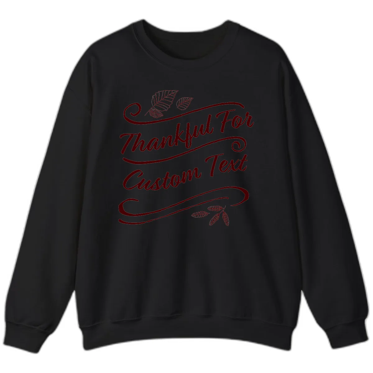 Custom Thanksgiving Family Text Design Sweatshirt in Black