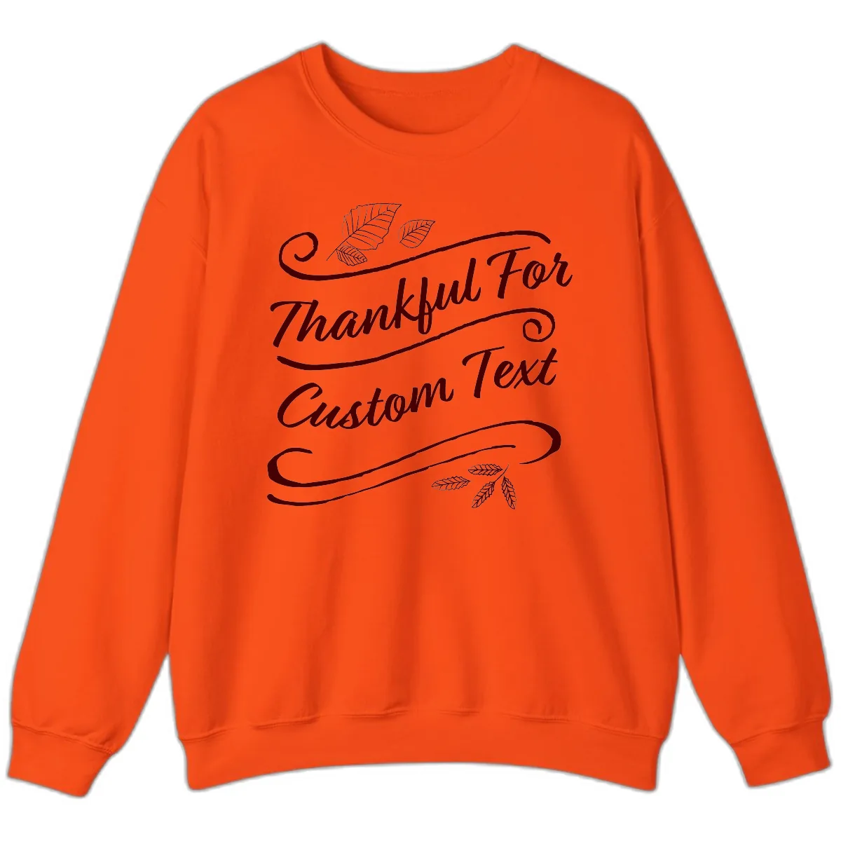 Custom Thanksgiving Family Text Design Sweatshirt in Orange