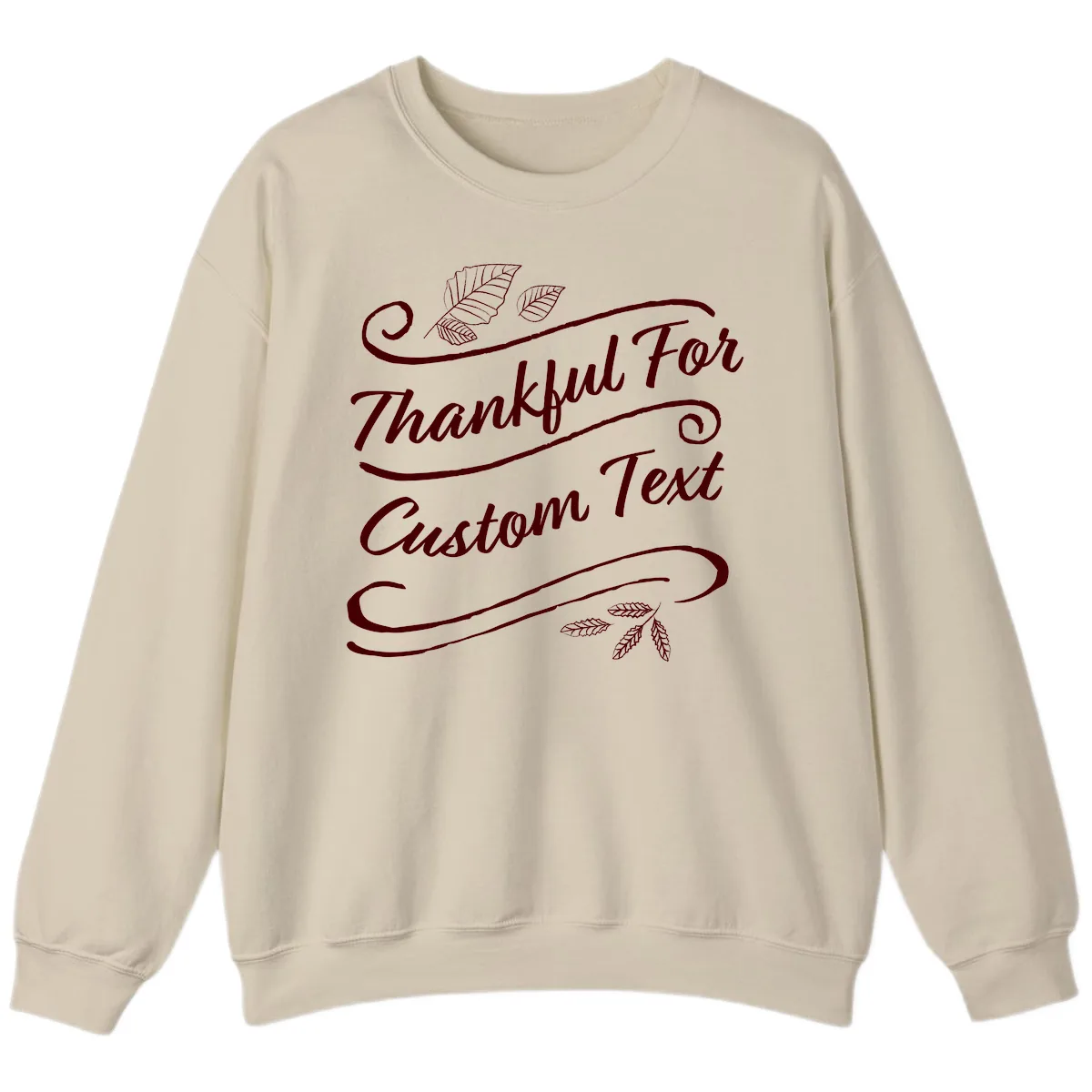 Custom Thanksgiving Family Text Design Sweatshirt in Sand
