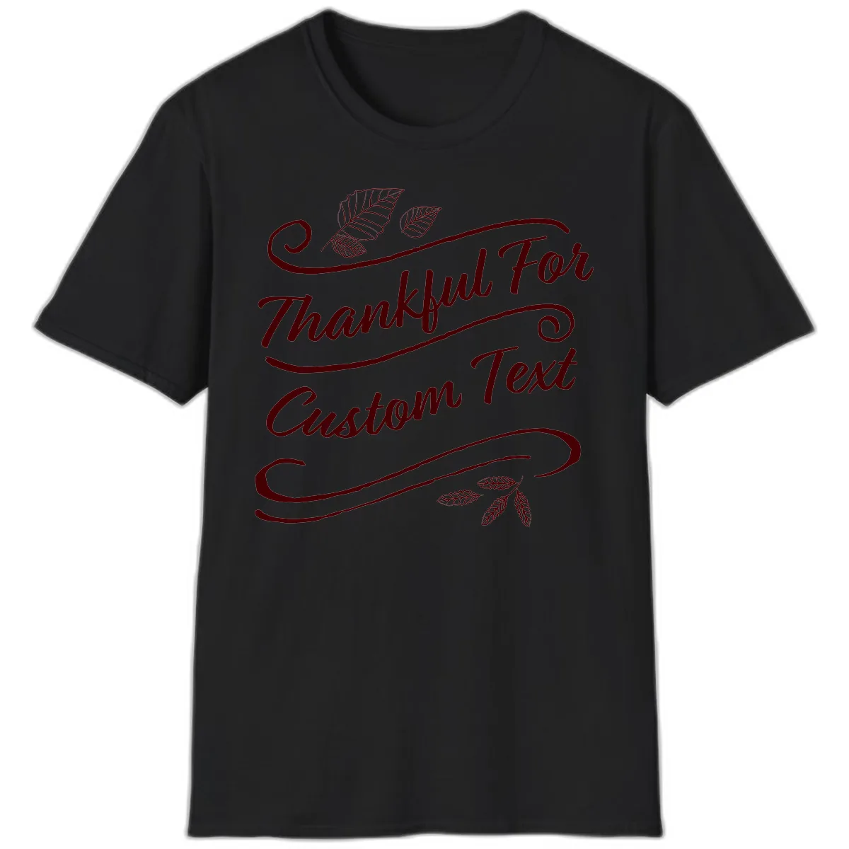 Custom Thanksgiving Family Text Design T-Shirt in Black