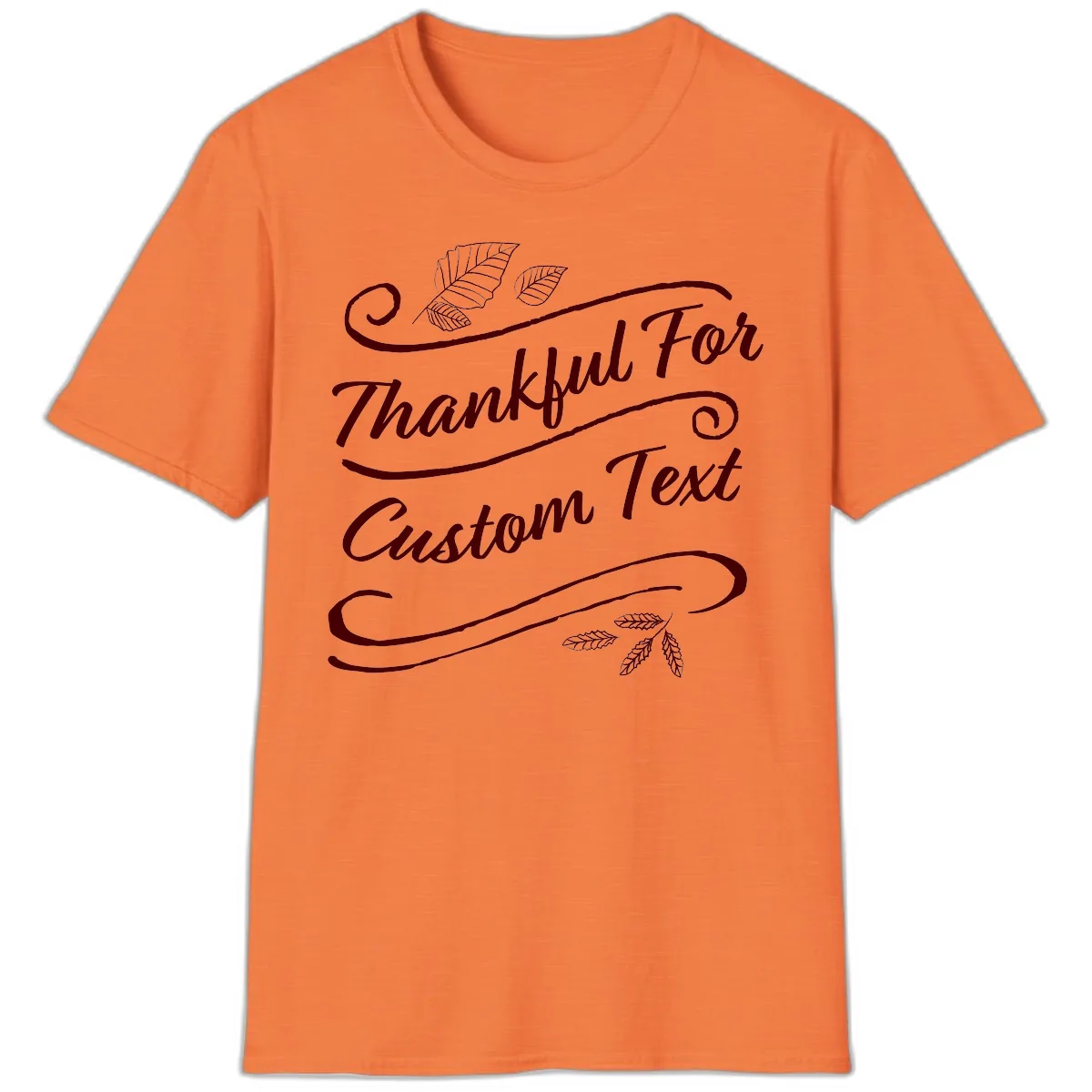Custom Thanksgiving Family Text Design T-Shirt in Heather Orange