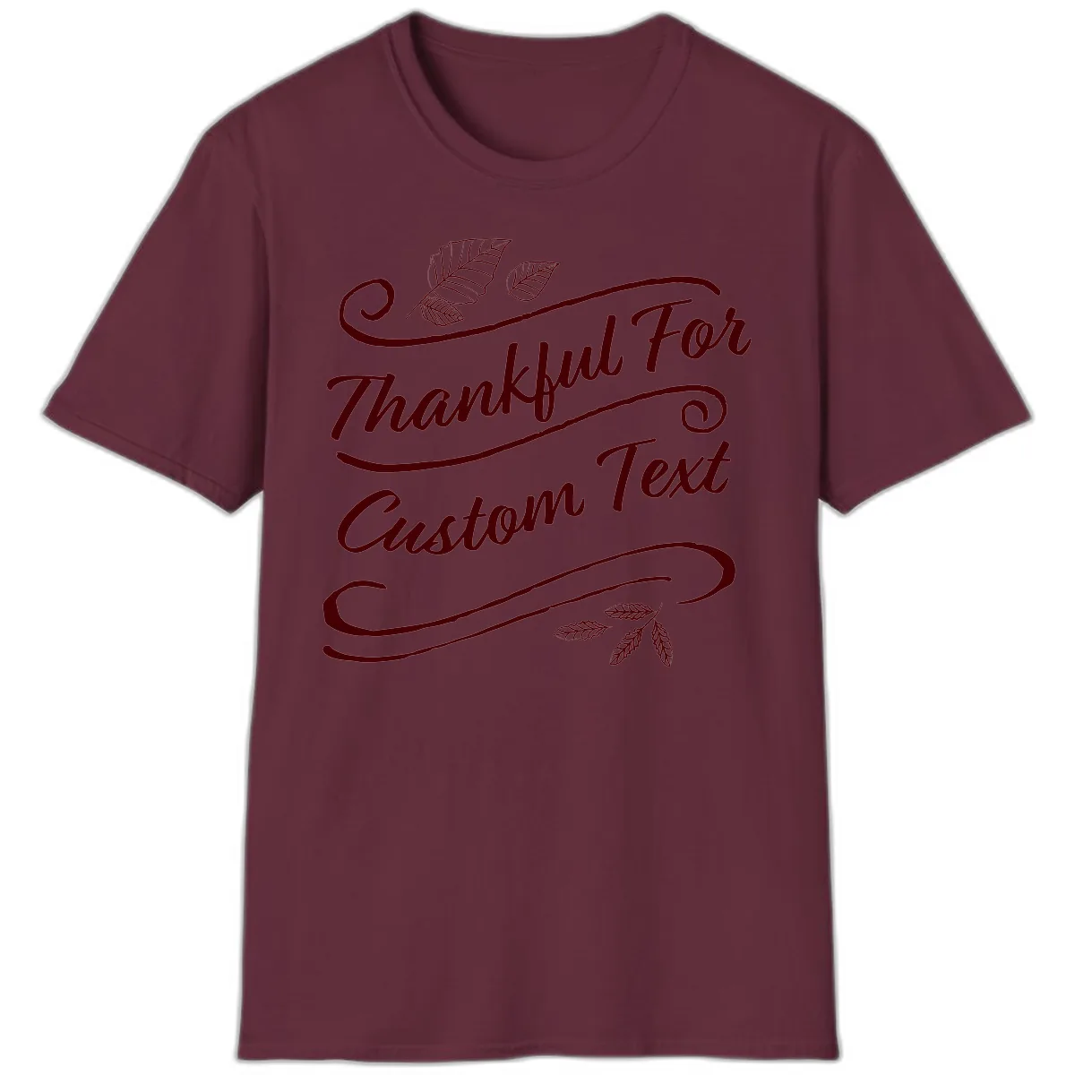 Custom Thanksgiving Family Text Design T-Shirt in Maroon