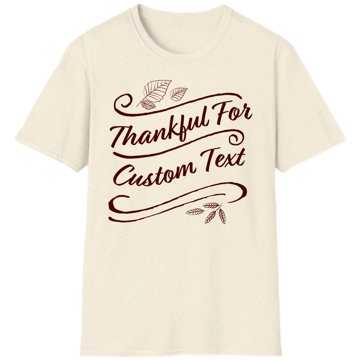 Custom Thanksgiving Family Text Design T-Shirt in Natural