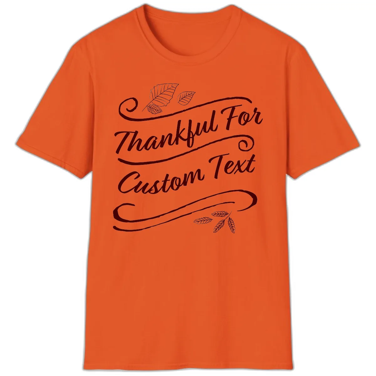 Custom Thanksgiving Family Text Design T-Shirt in Orange