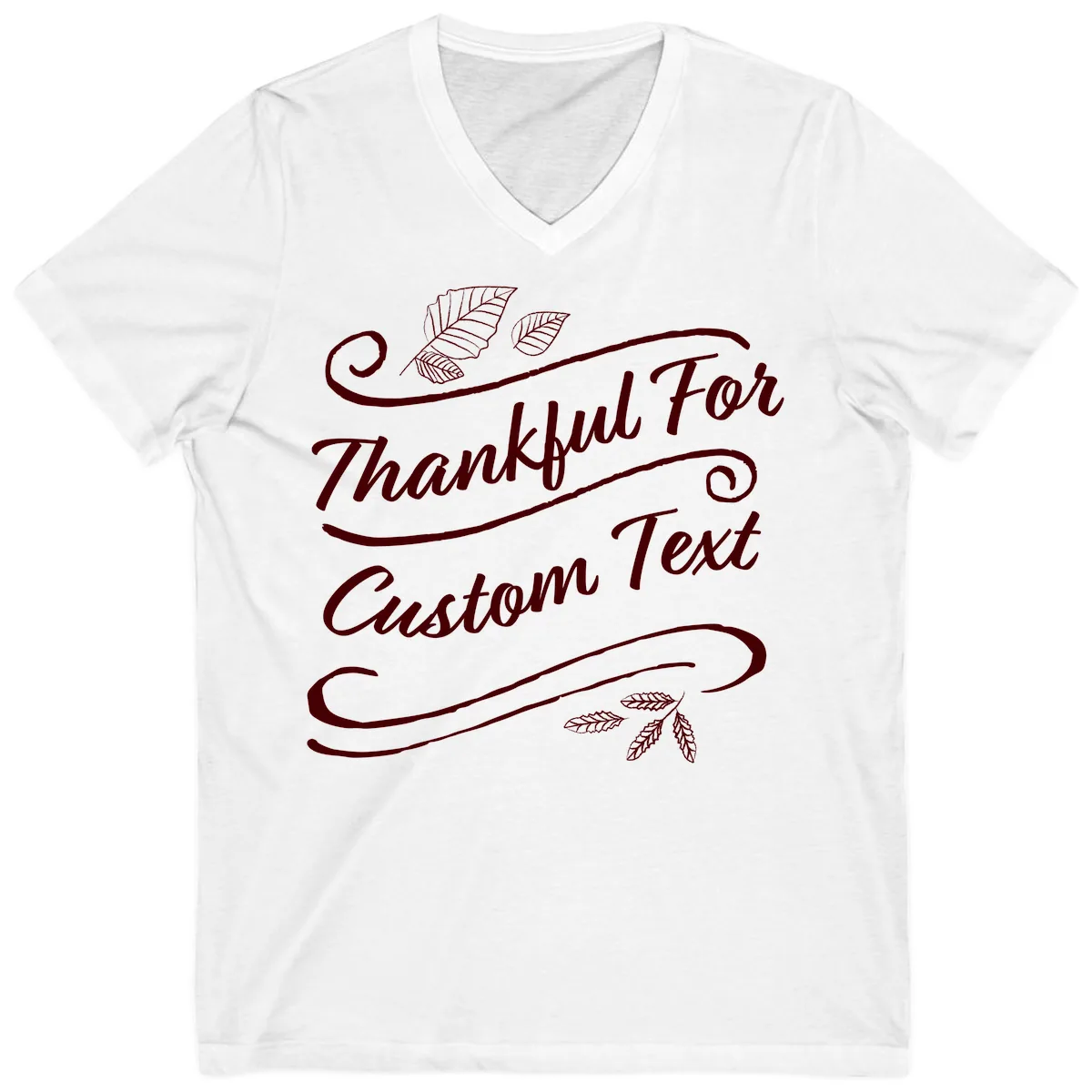 Custom Thanksgiving Family Text Design V-Neck in White
