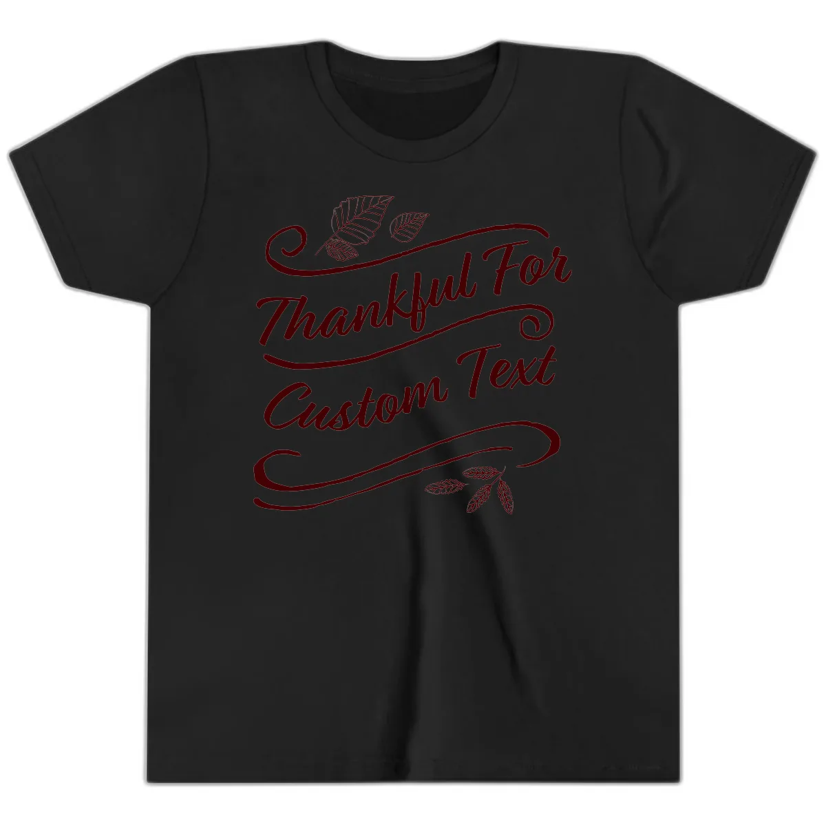 Custom Thanksgiving Family Text Design Youth T-Shirt in Black