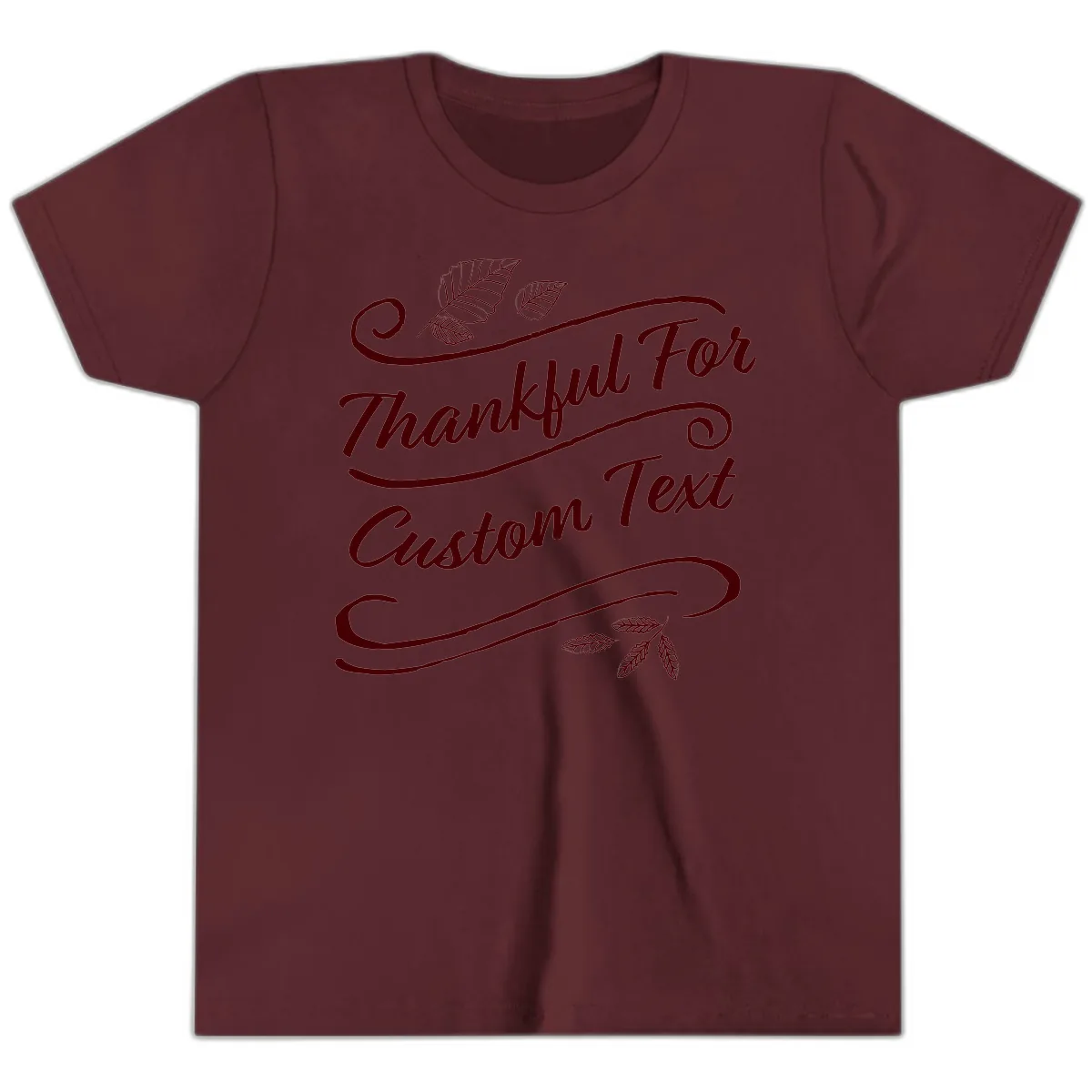 Custom Thanksgiving Family Text Design Youth T-Shirt in Maroon