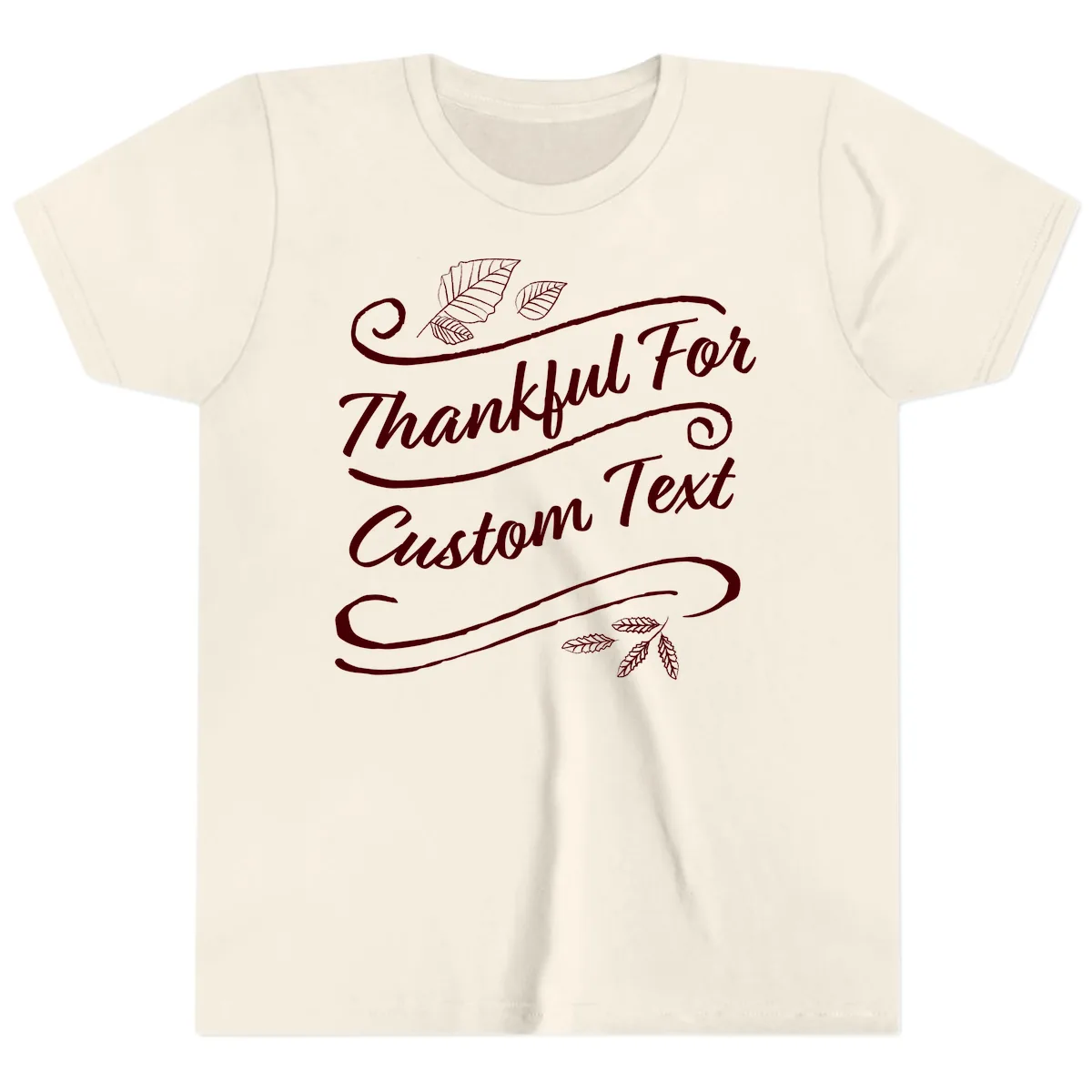 Custom Thanksgiving Family Text Design Youth T-Shirt in Natural