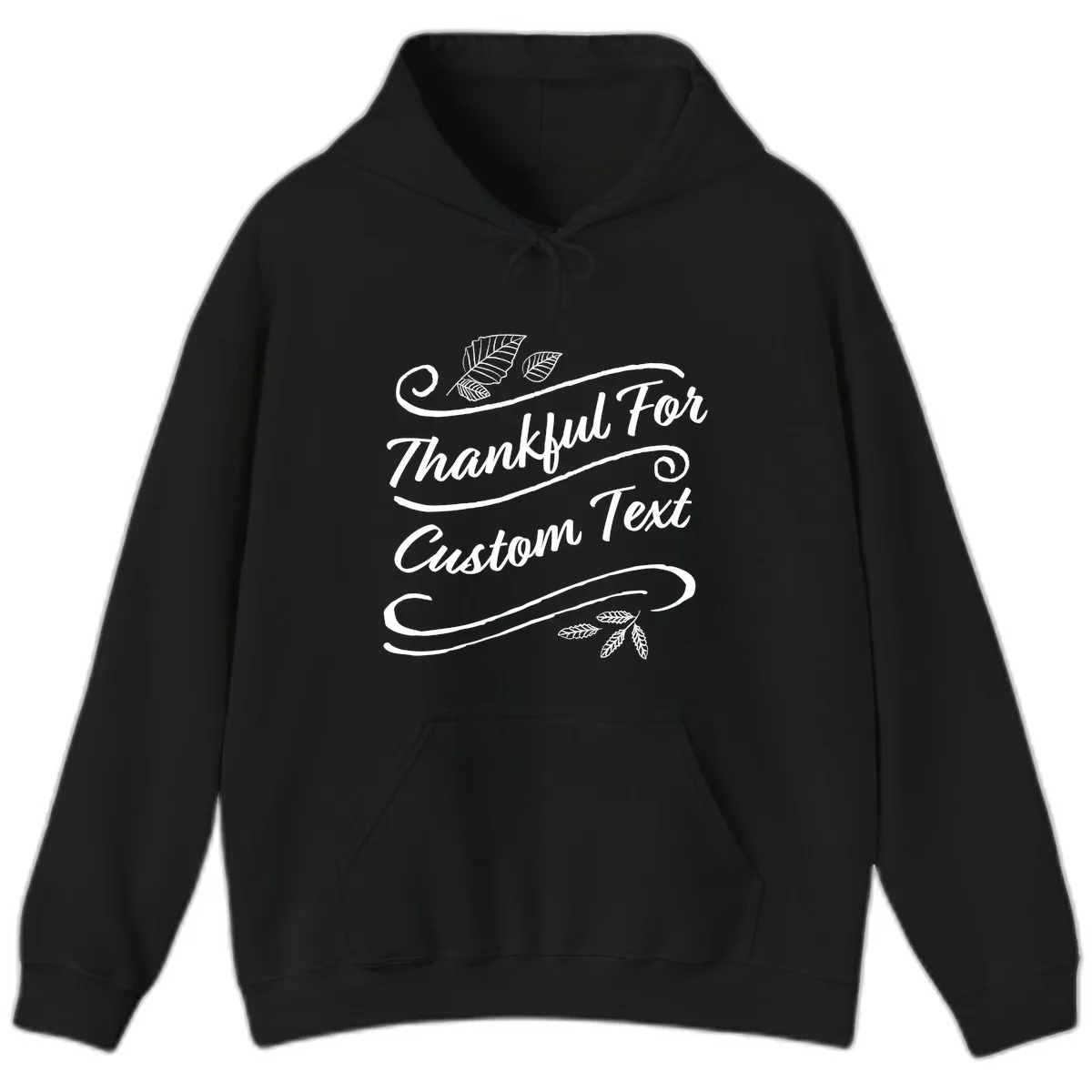 Custom Thanksgiving Text Design Hoodie in Black