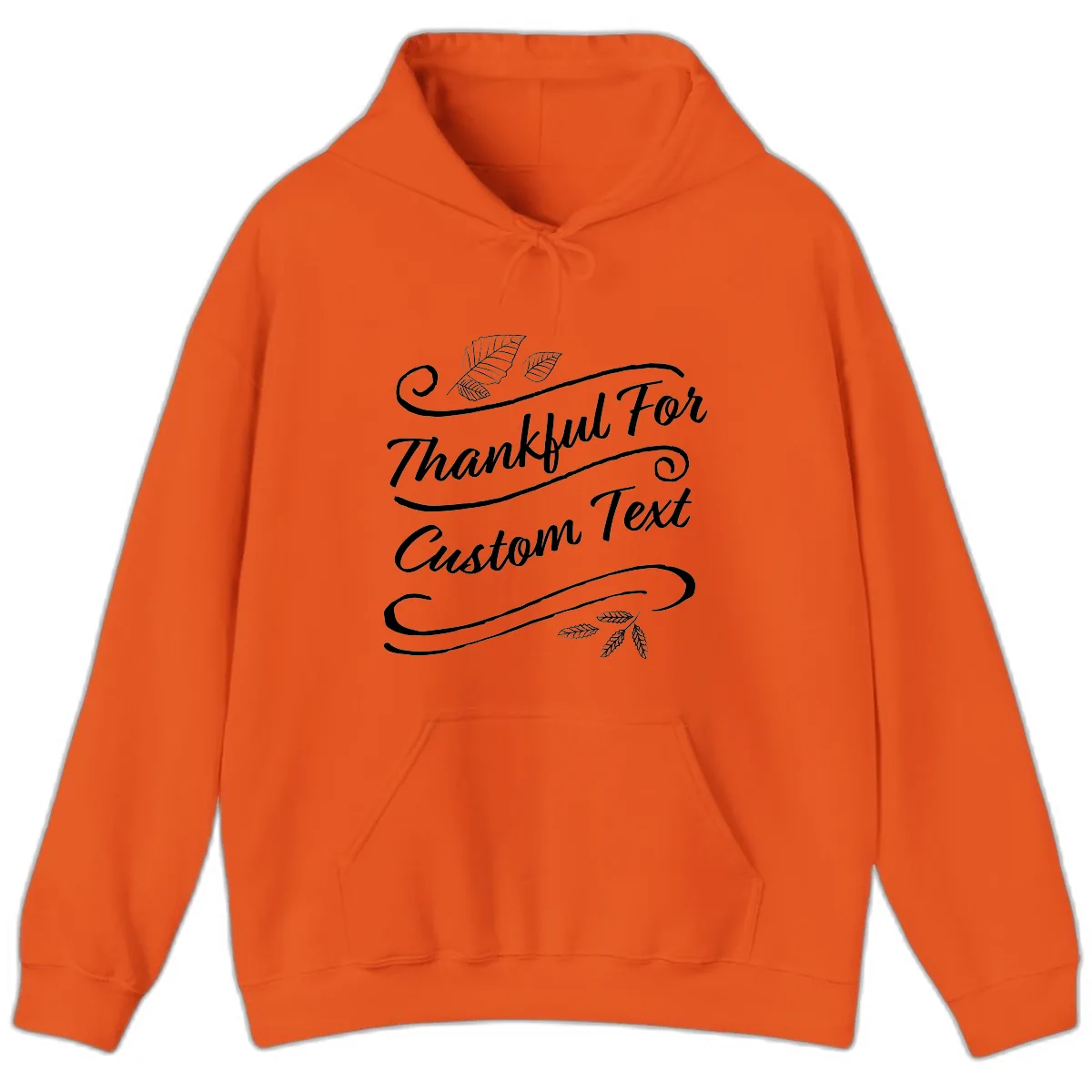 Custom Thanksgiving Text Design Hoodie in Orange