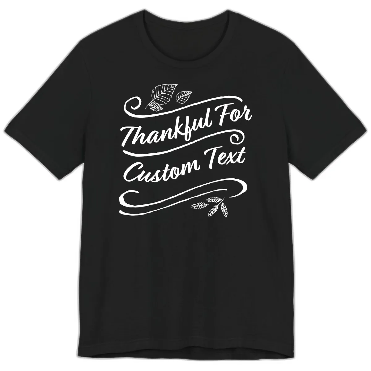 Custom Thanksgiving Text Design Premium T-Shirt in Black