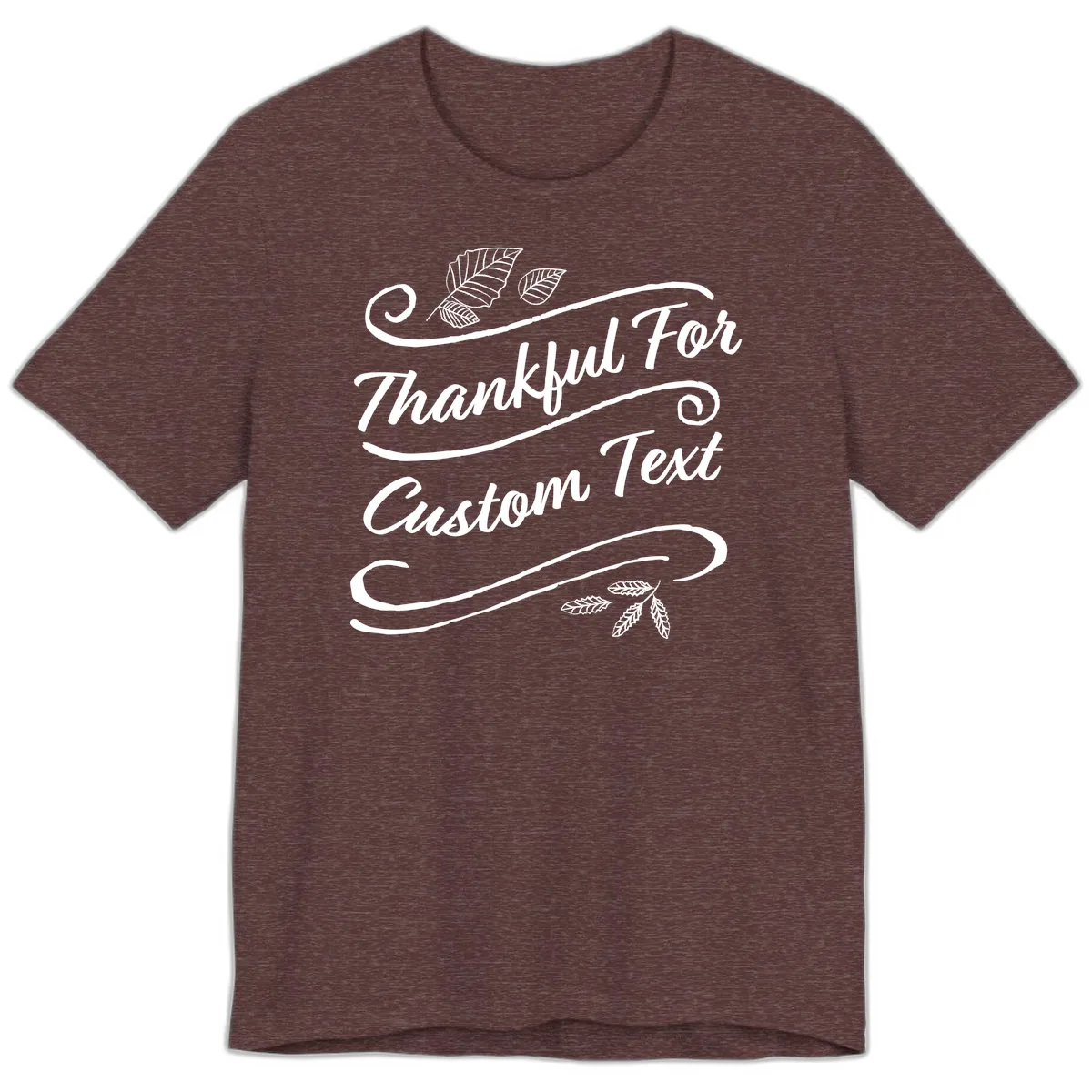 Custom Thanksgiving Text Design Premium T-Shirt in Heather Maroon