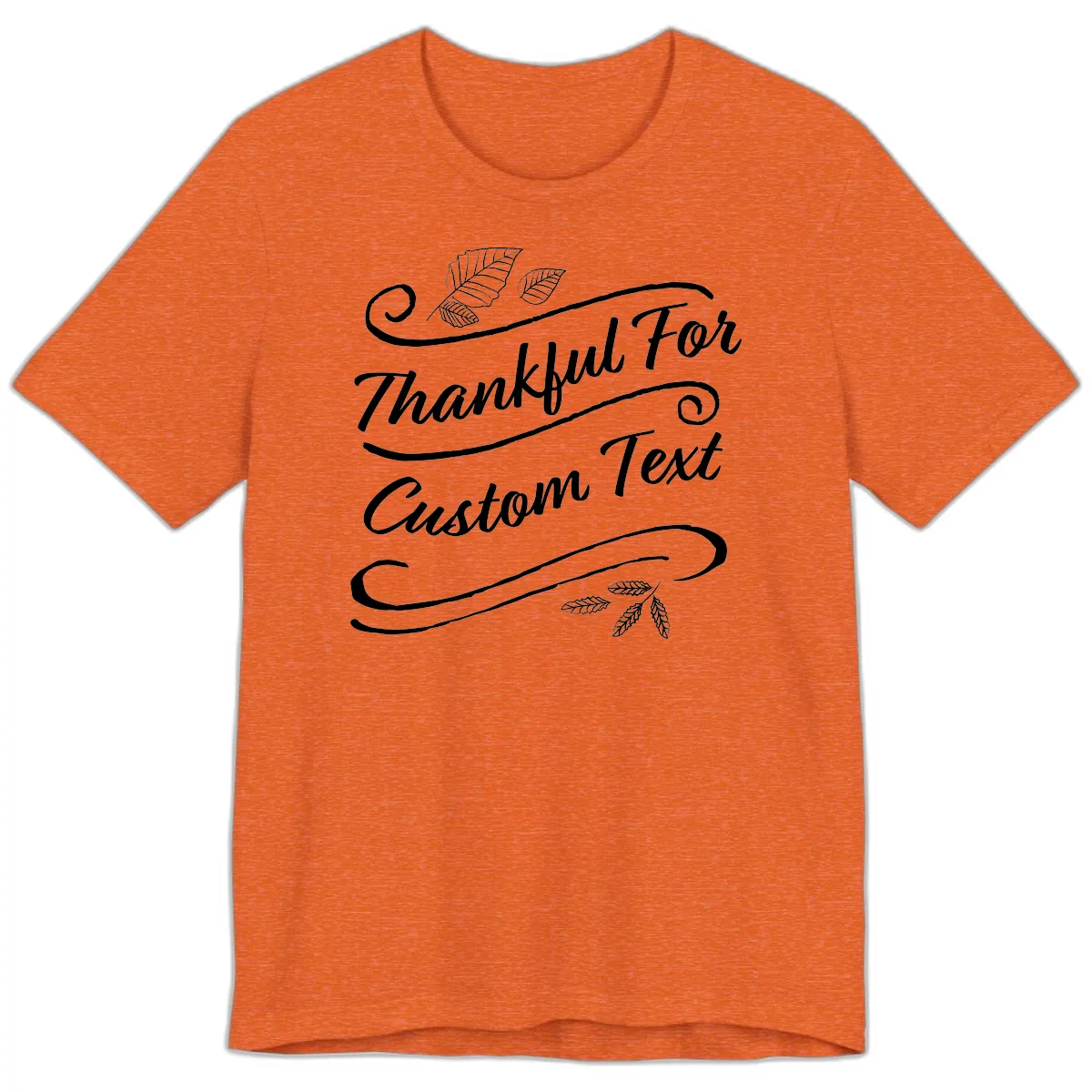 Custom Thanksgiving Text Design Premium T-Shirt in Heather Orange