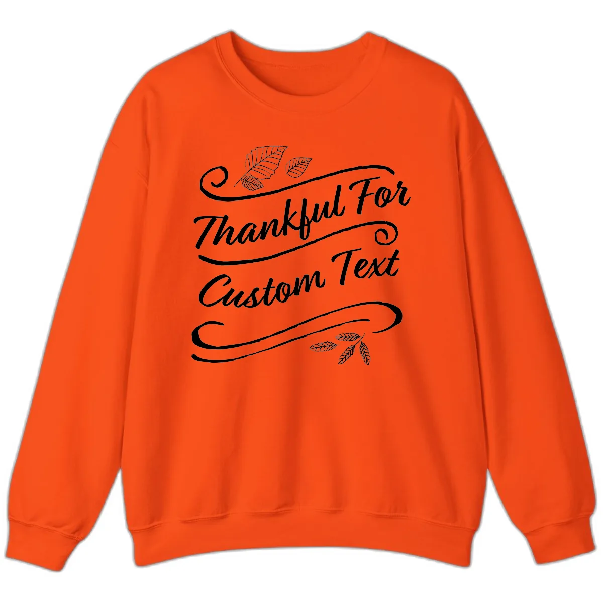 Custom Thanksgiving Text Design Sweatshirt in Orange