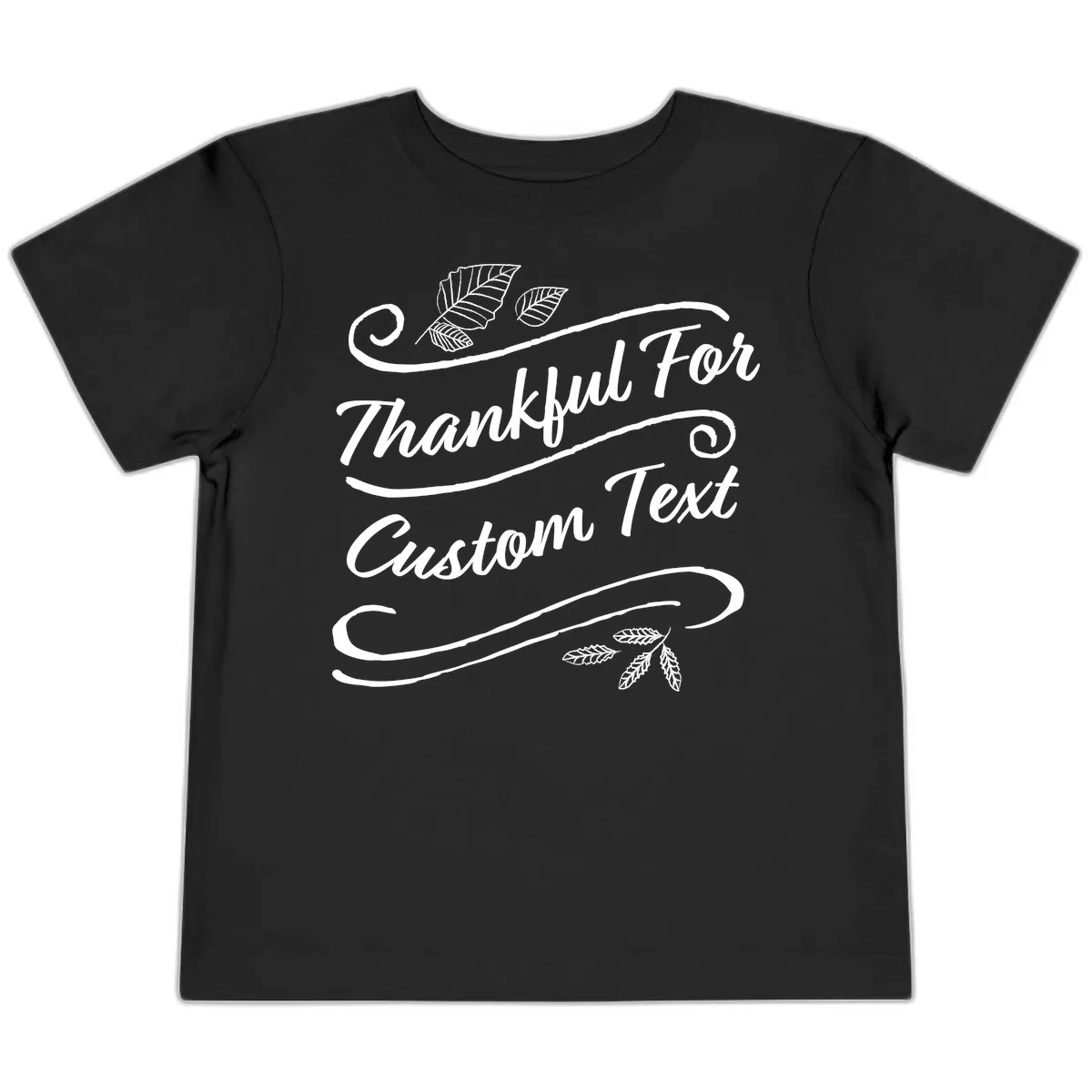 Custom Thanksgiving Text Design Toddler T-Shirt in Black