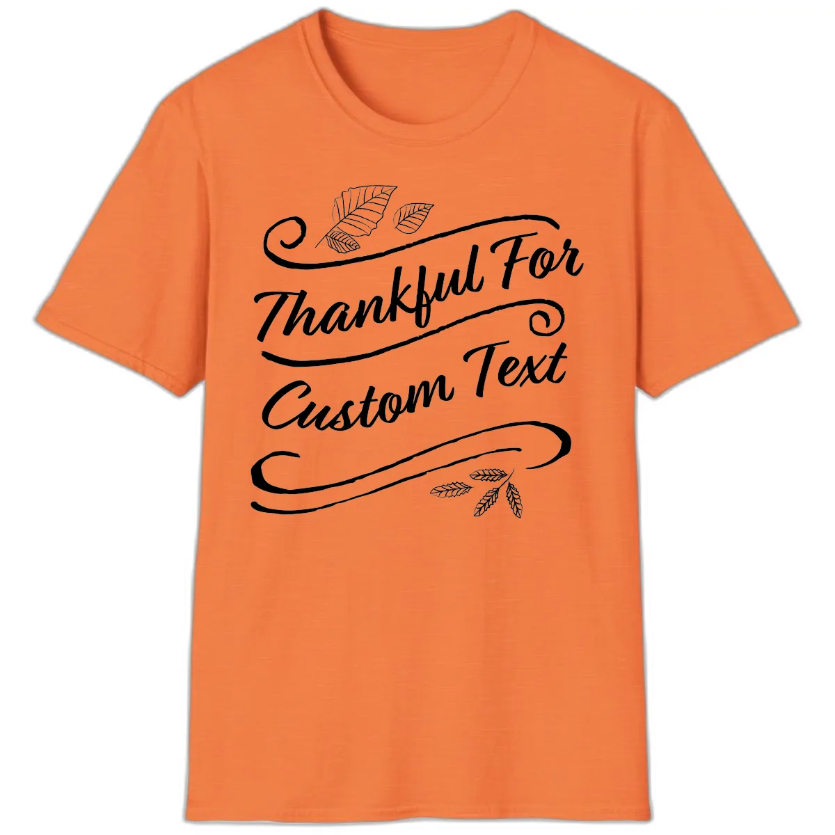 Custom Thanksgiving Text Design T-Shirt in Heather Orange