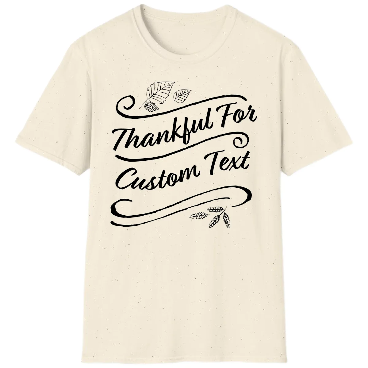 Custom Thanksgiving Text Design T-Shirt in Natural