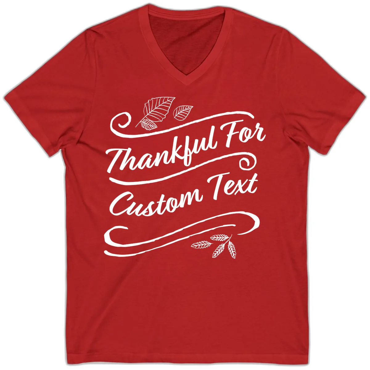 Custom Thanksgiving Text Design V-Neck in Red