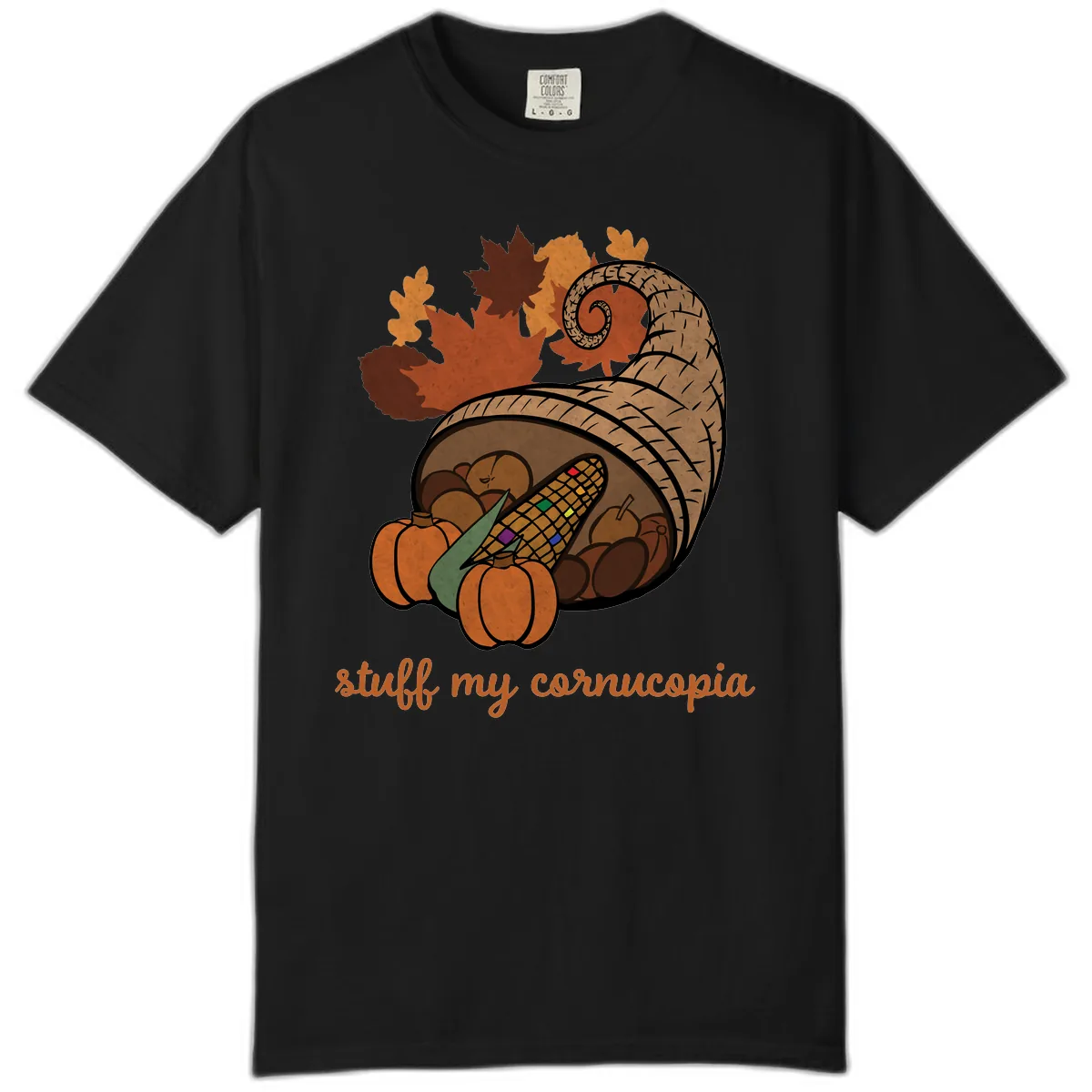 Stuff My Cornucopia Thanksgiving Graphic Comfort Color in Black