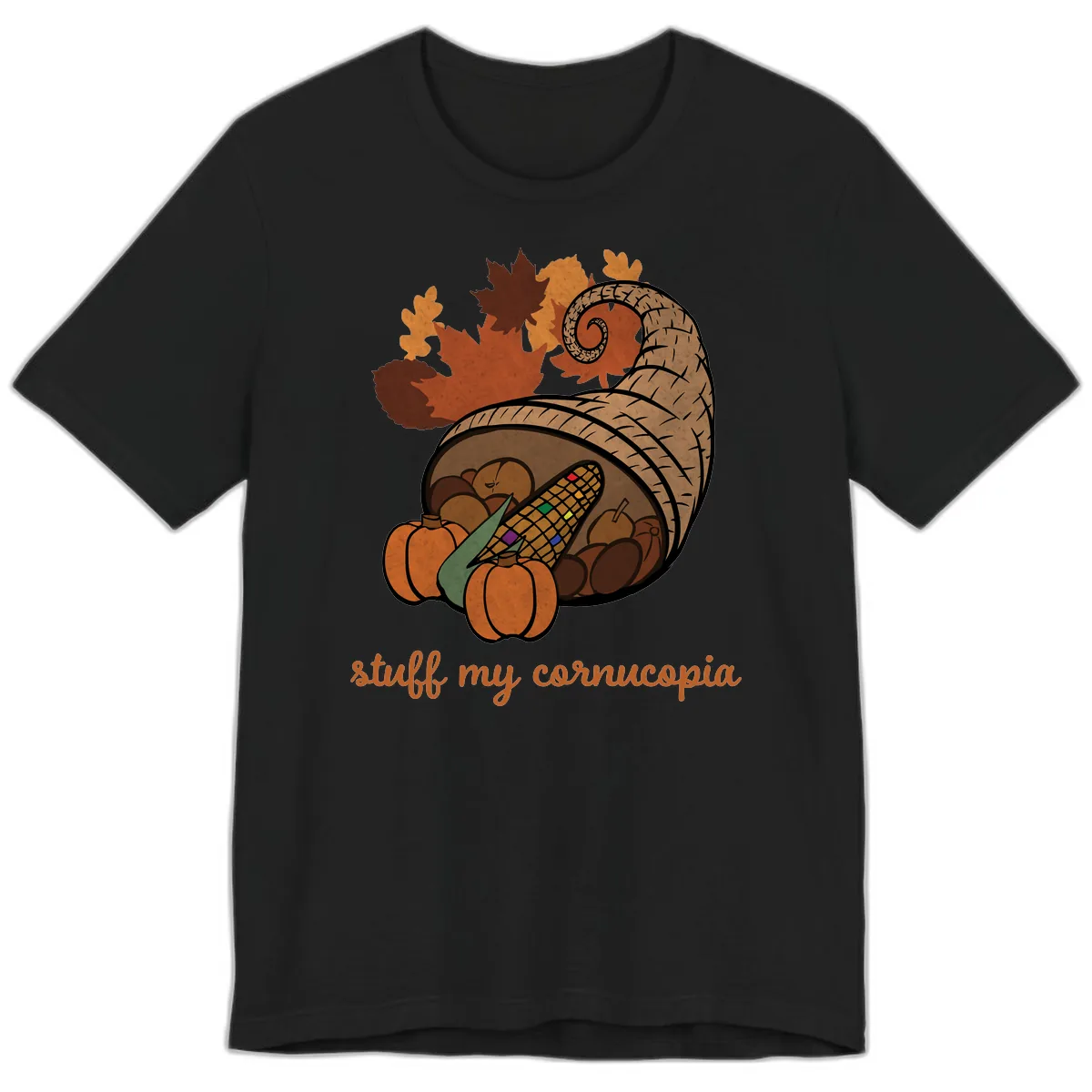 Stuff My Cornucopia Thanksgiving Graphic Premium T-Shirt in Black