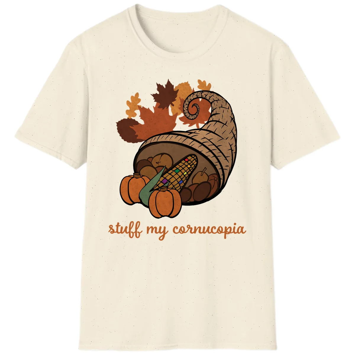 Stuff My Cornucopia Thanksgiving Graphic T-Shirt in Natural