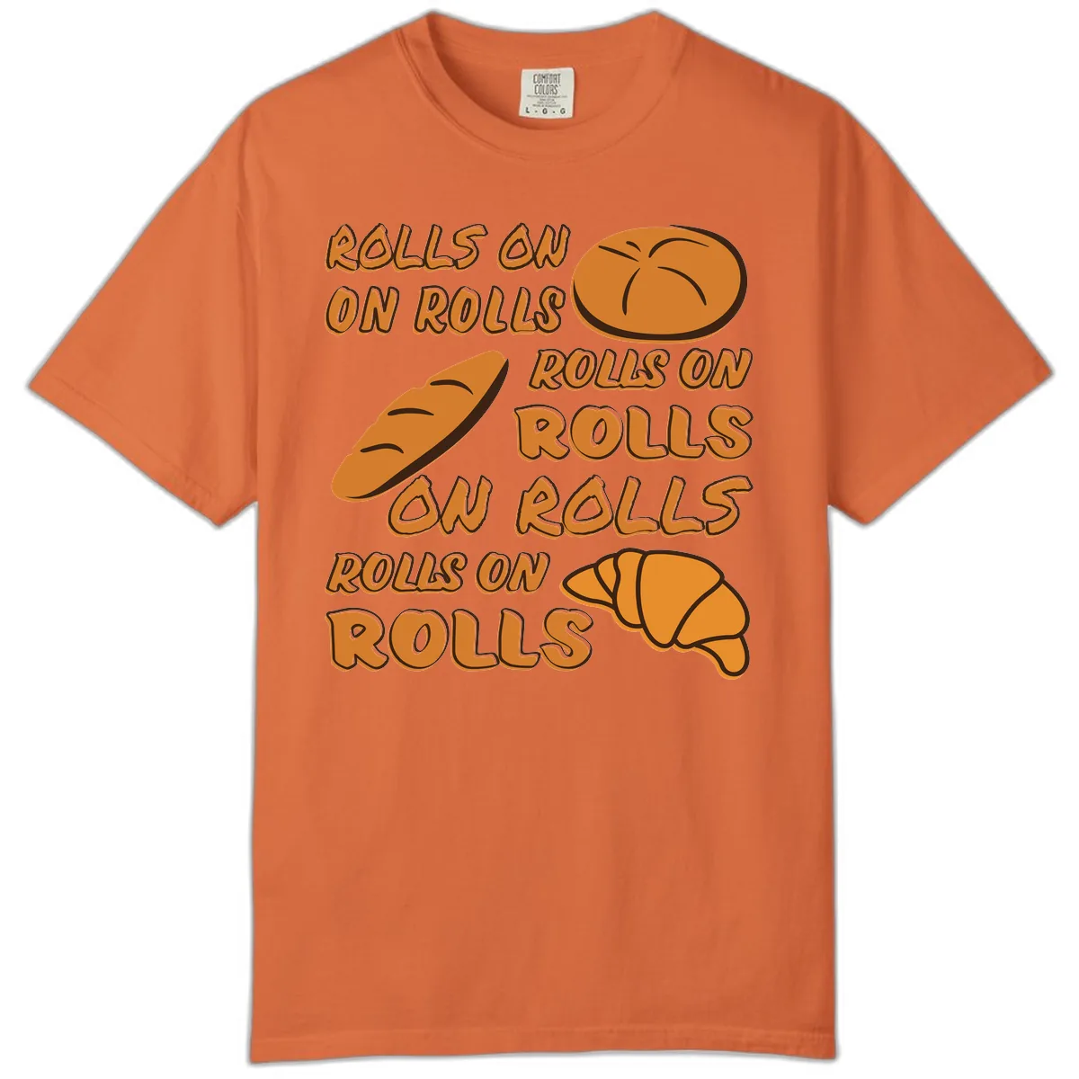 Rolls On Rolls Typography Comfort Color in Burnt Orange