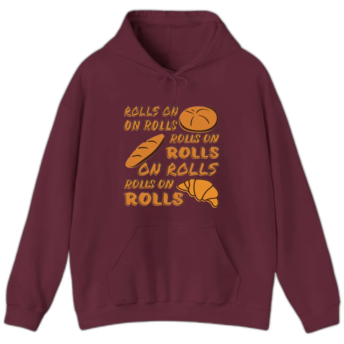 Rolls On Rolls Typography Hoodie in Maroon