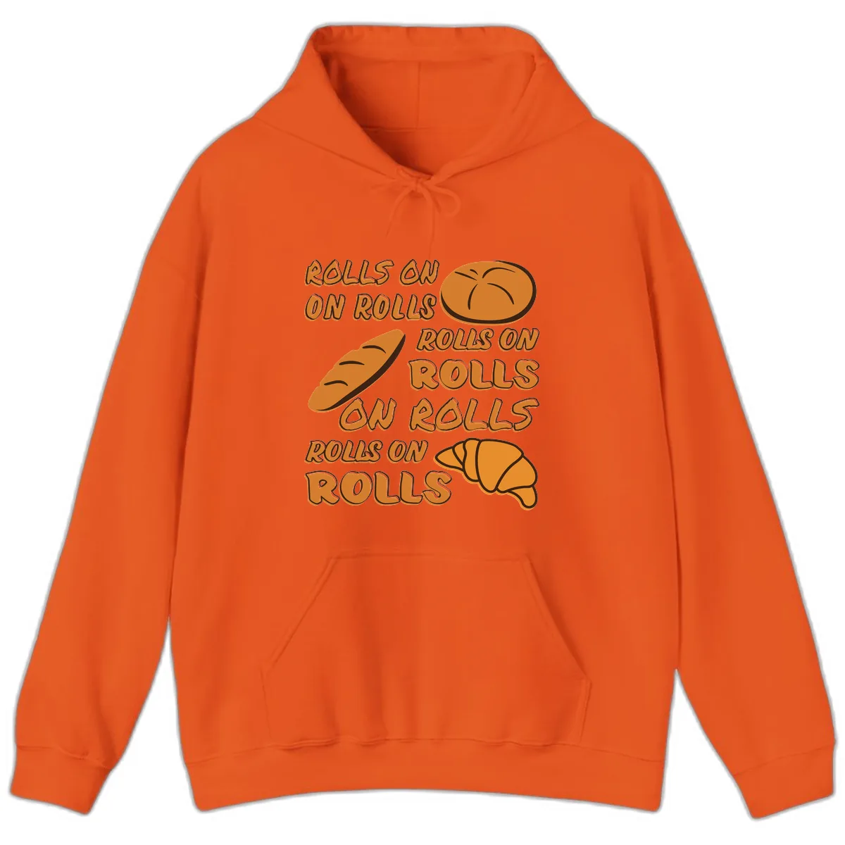 Rolls On Rolls Typography Hoodie in Orange