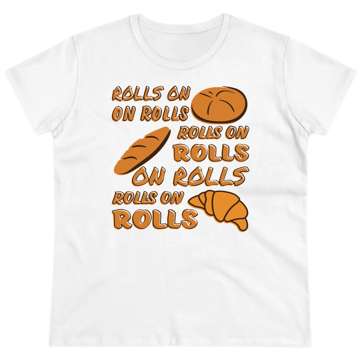 Rolls On Rolls Typography Ladies Tee in White