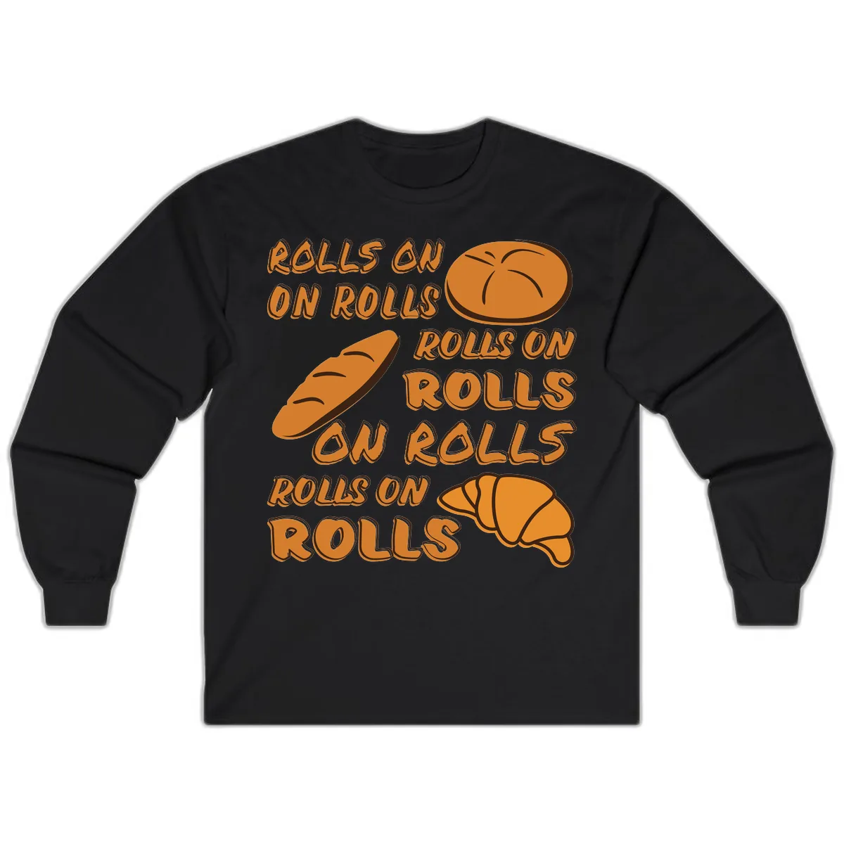Rolls On Rolls Typography Long Sleeve in Black