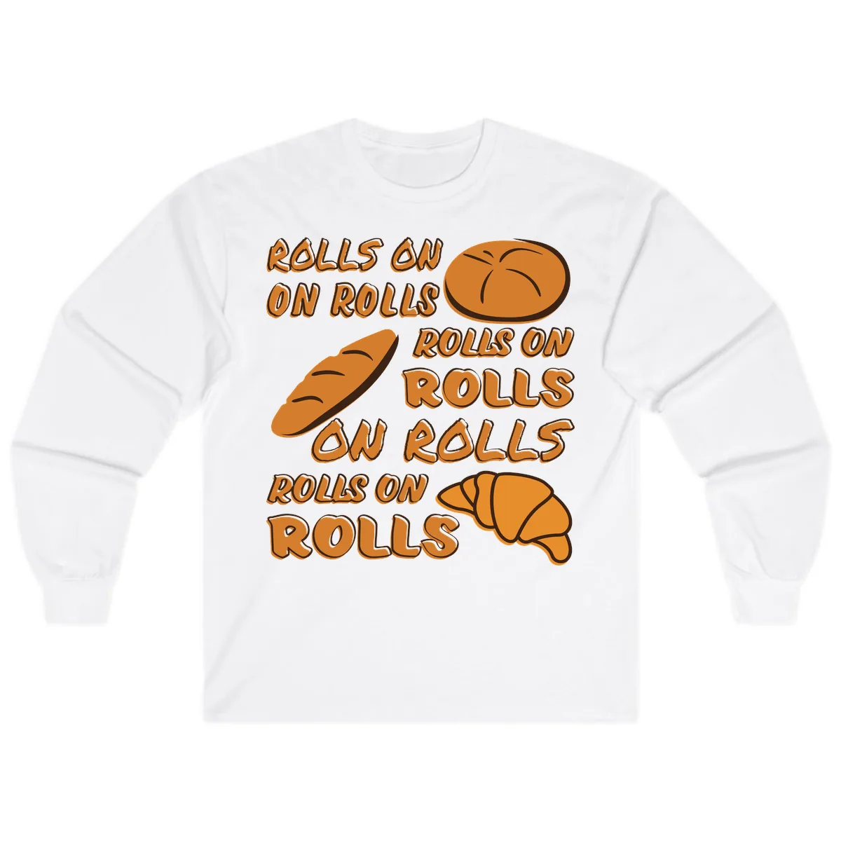 Rolls On Rolls Typography Long Sleeve in White