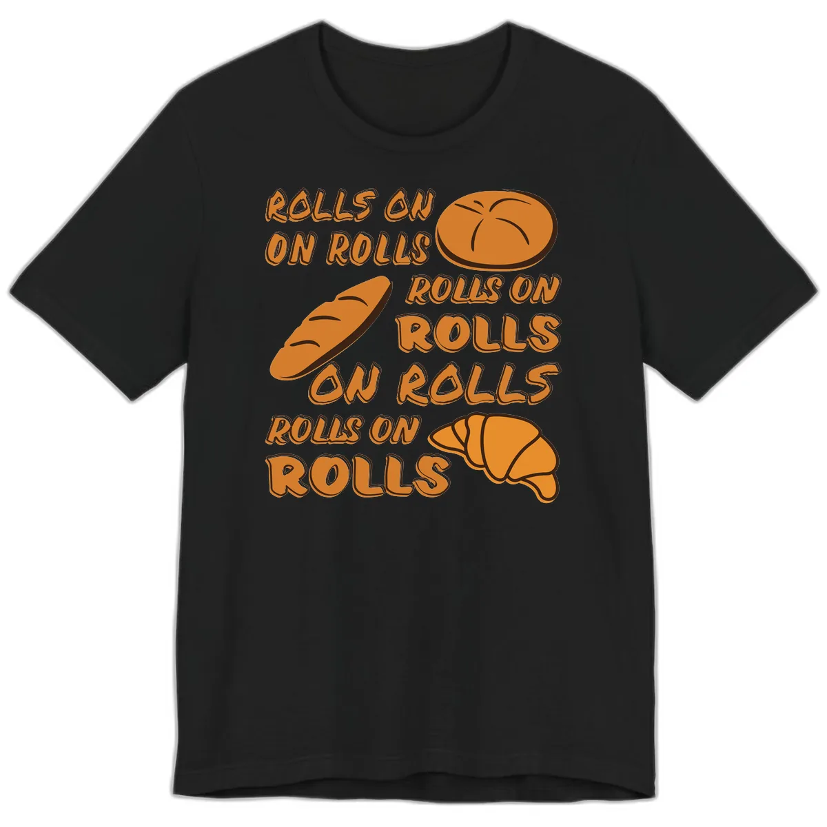 Rolls On Rolls Typography Premium T-Shirt in Black