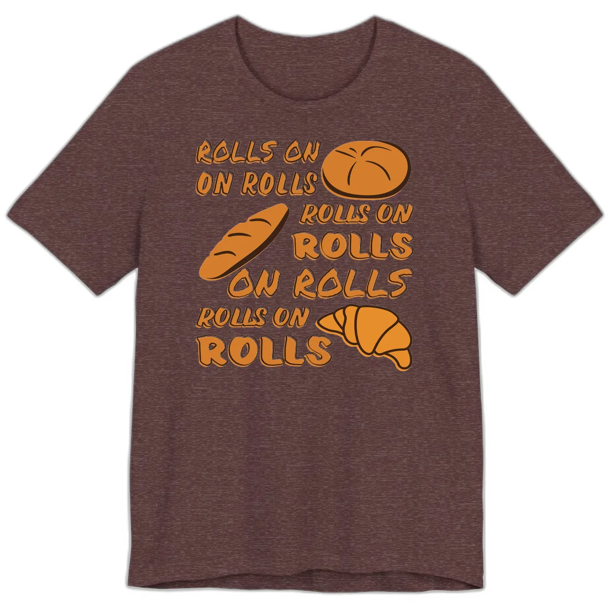 Rolls On Rolls Typography Premium T-Shirt in Heather Maroon