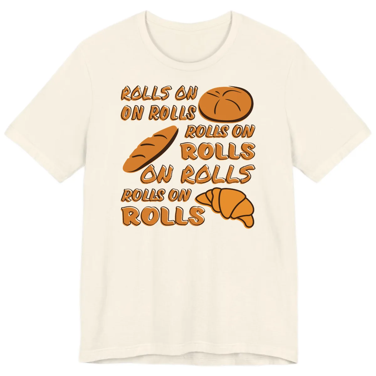 Rolls On Rolls Typography Premium T-Shirt in Natural