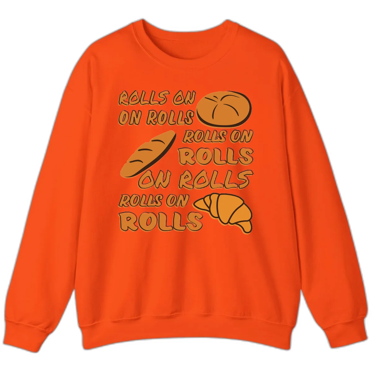 Rolls On Rolls Typography Sweatshirt in Orange