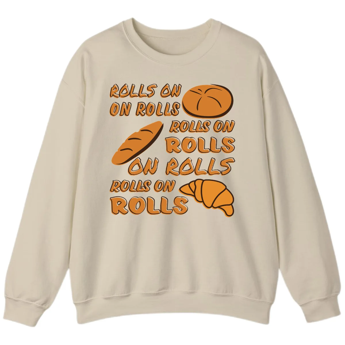 Rolls On Rolls Typography Sweatshirt in Sand