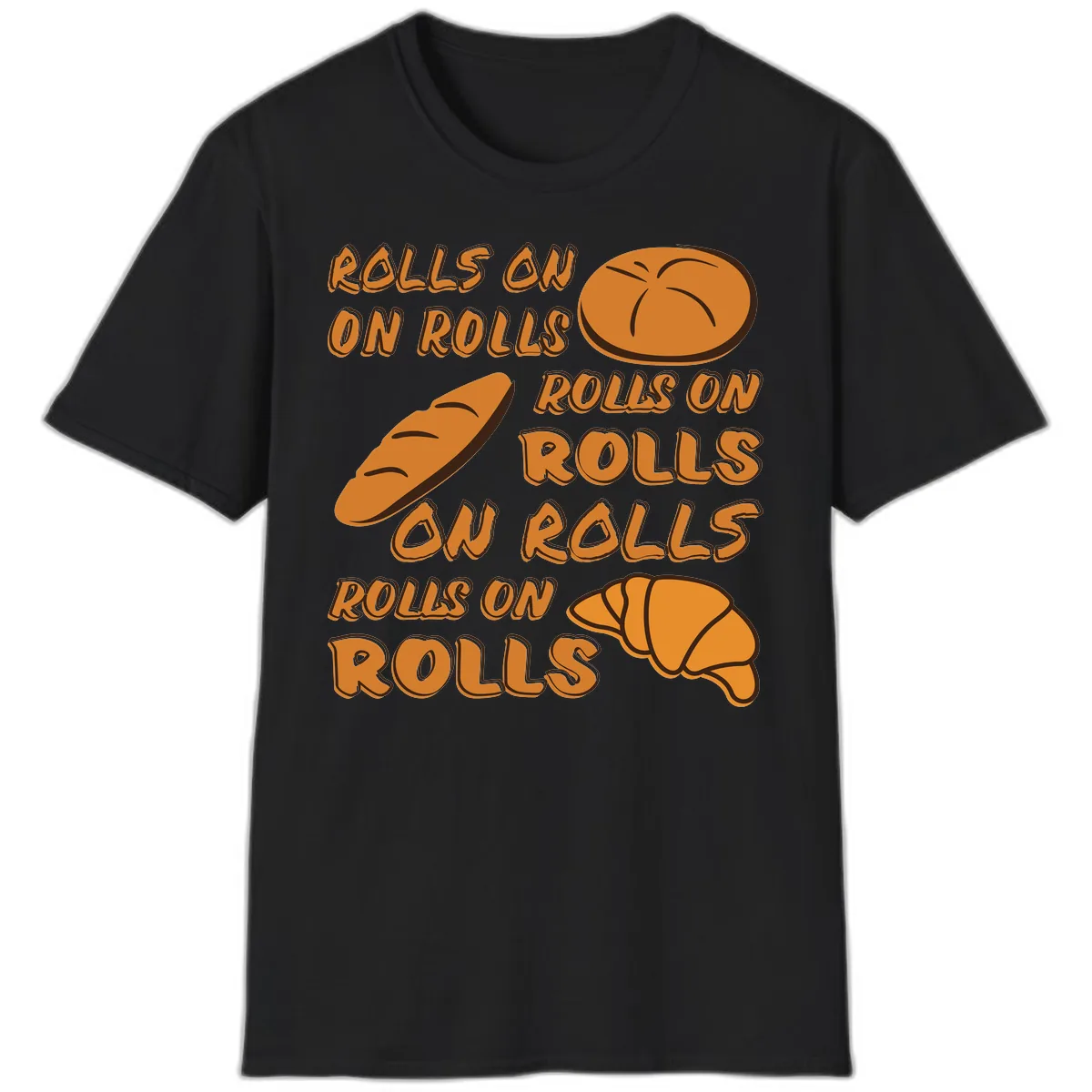 Rolls On Rolls Typography T-Shirt in Black