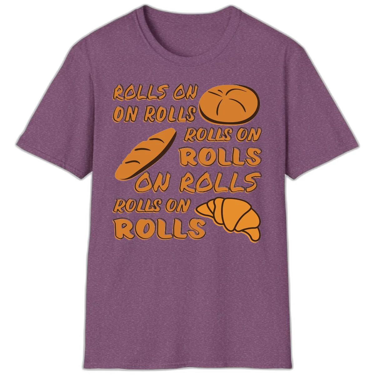Rolls On Rolls Typography T-Shirt in Heather Maroon