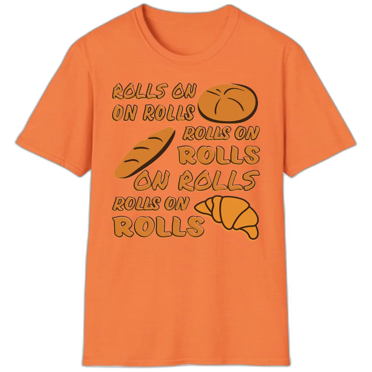 Rolls On Rolls Typography T-Shirt in Heather Orange