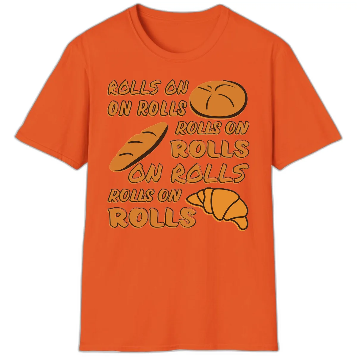 Rolls On Rolls Typography T-Shirt in Orange