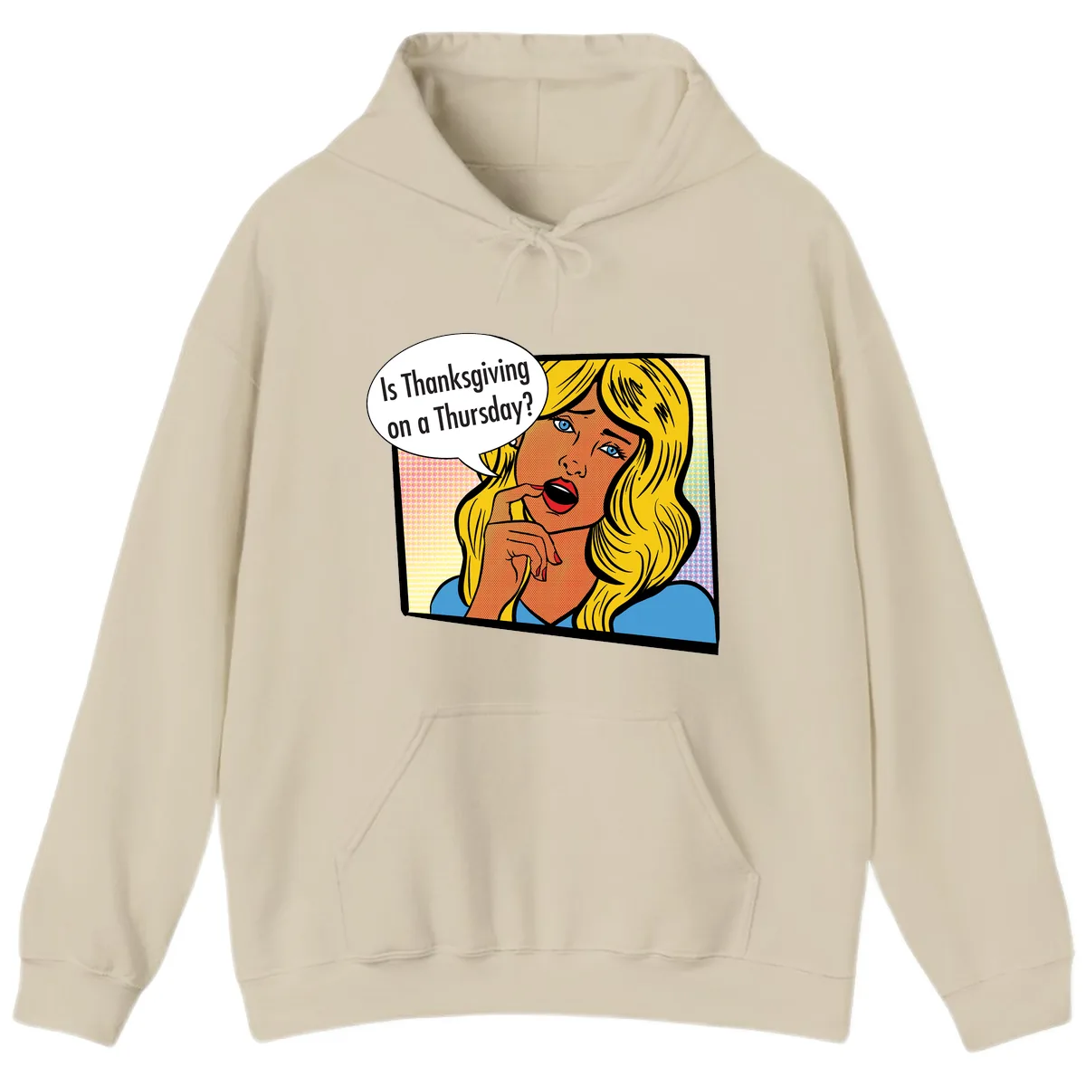 Thanksgiving Day Question Hoodie in Sand
