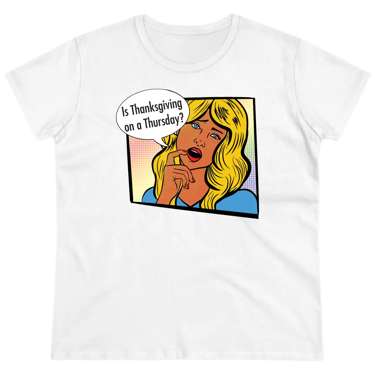 Thanksgiving Day Question Ladies Tee in White