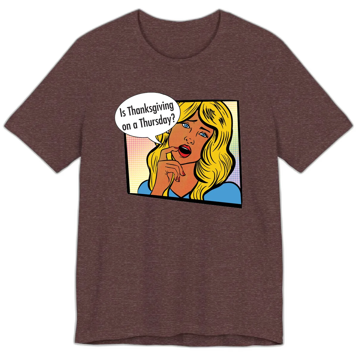 Thanksgiving Day Question Premium T-Shirt in Heather Maroon