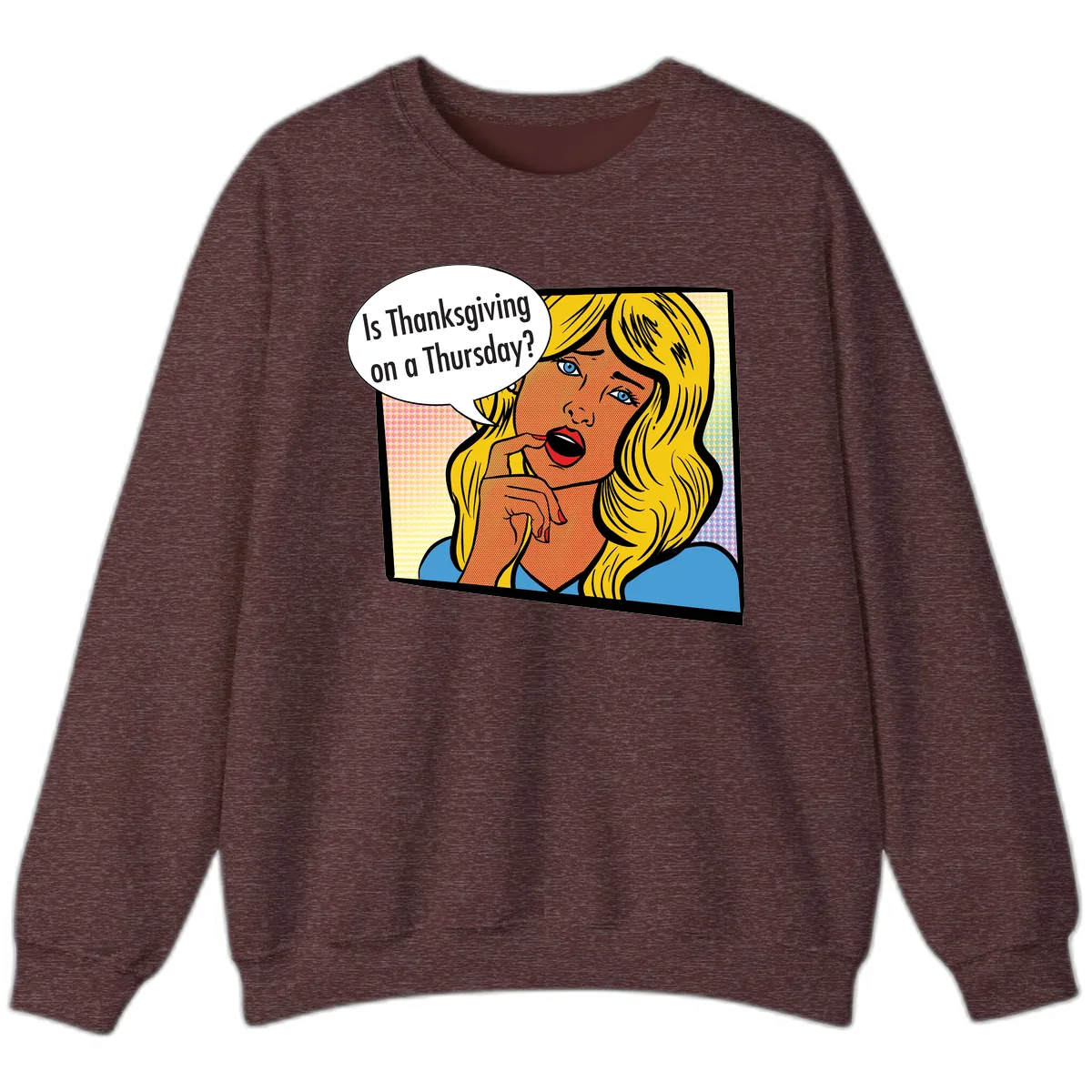 Thanksgiving Day Question Sweatshirt in Heather Sport Dark Maroon