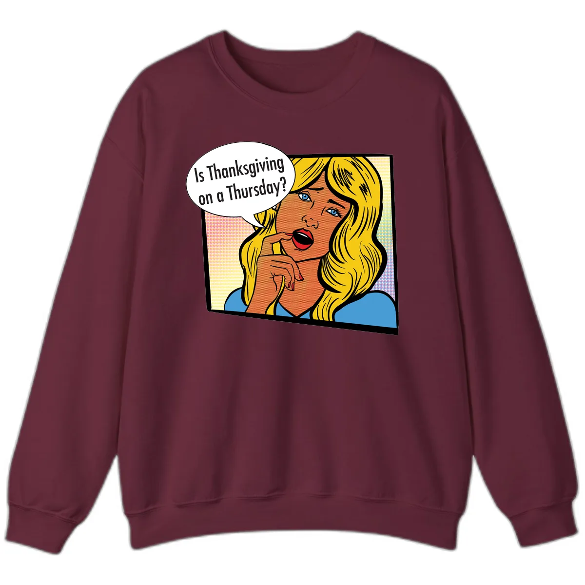 Thanksgiving Day Question Sweatshirt in Maroon