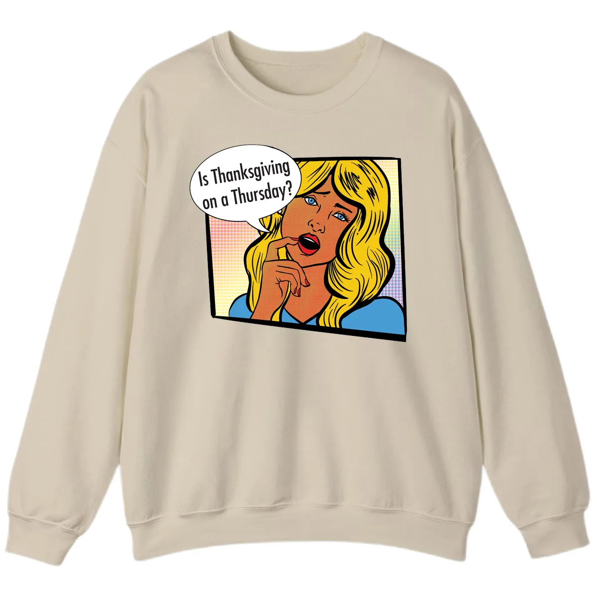 Thanksgiving Day Question Sweatshirt in Sand