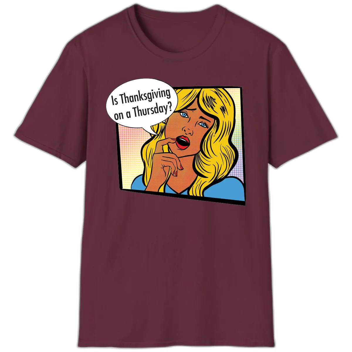Thanksgiving Day Question T-Shirt in Maroon